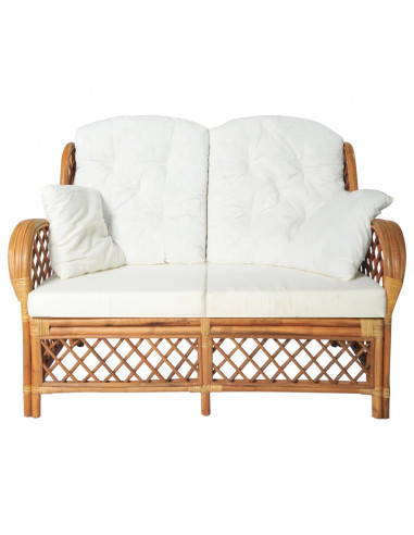 Divano a 2 Posti Marrone Chiaro in Rattan