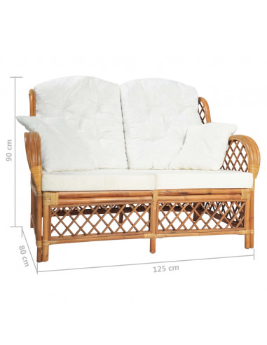 Divano a 2 Posti Marrone Chiaro in Rattan