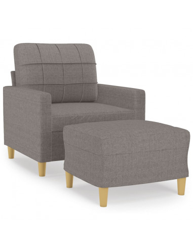 Poltrona con Poggiapiedi Tortora 60 cm in Tessuto