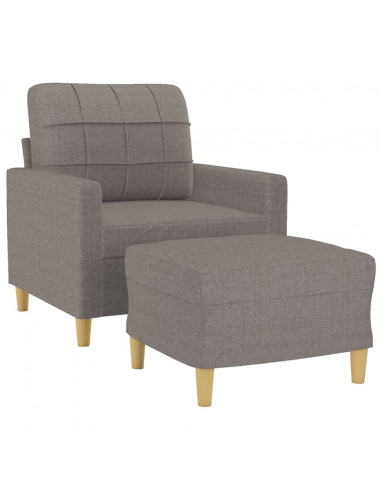 Poltrona con Poggiapiedi Tortora 60 cm in Tessuto