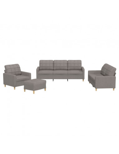 Set di Divani 4 pz con Cuscini Tortora in Tessuto