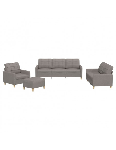 Set di Divani 4 pz con Cuscini Tortora in Tessuto
