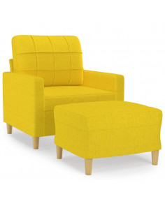 Poltrona con Poggiapiedi Giallo Chiaro 60 cm in Tessuto 2