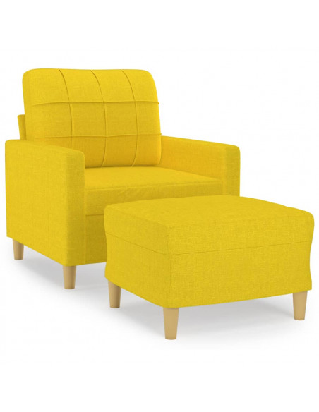 Poltrona con Poggiapiedi Giallo Chiaro 60 cm in Tessuto
