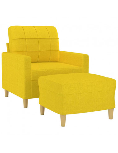 Poltrona con Poggiapiedi Giallo Chiaro 60 cm in Tessuto