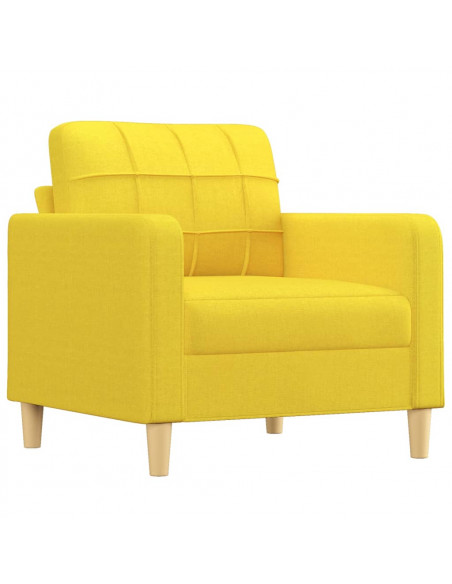 Poltrona con Poggiapiedi Giallo Chiaro 60 cm in Tessuto