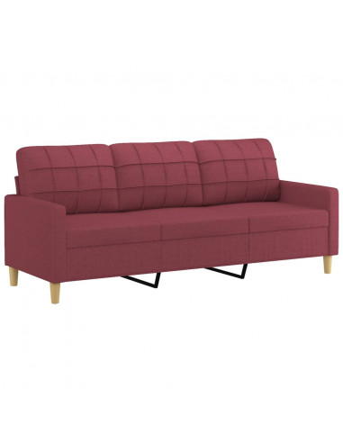 Set di Divani 4 pz con Cuscini Rosso Vino in Tessuto