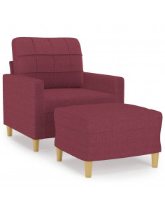 Poltrona con Poggiapiedi Rosso Vino 60 cm in Tessuto 2