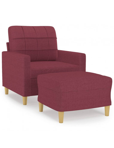 Poltrona con Poggiapiedi Rosso Vino 60 cm in Tessuto