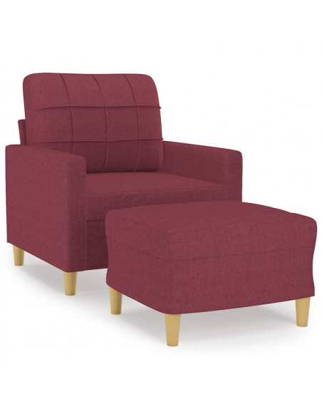 Poltrona con Poggiapiedi Rosso Vino 60 cm in Tessuto