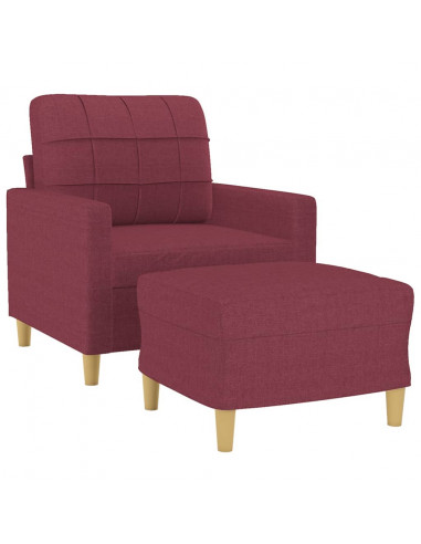 Poltrona con Poggiapiedi Rosso Vino 60 cm in Tessuto