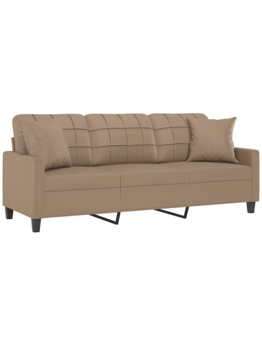 Divano a 3 Posti con Cuscini Cappuccino 180 cm in Similpelle