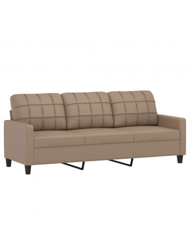 Divano a 3 Posti con Cuscini Cappuccino 180 cm in Similpelle