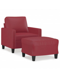 Poltrona con Poggiapiedi Rosso Vino 60 cm in Similpelle 2