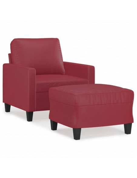 Poltrona con Poggiapiedi Rosso Vino 60 cm in Similpelle