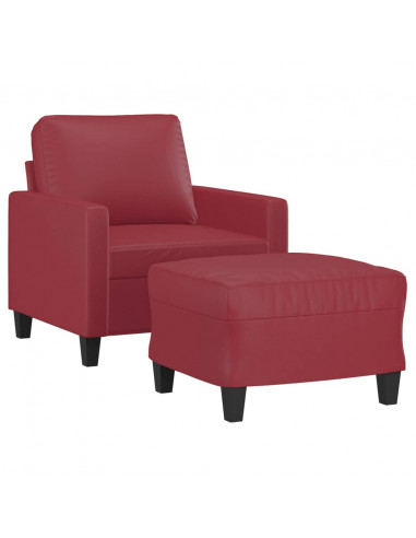Poltrona con Poggiapiedi Rosso Vino 60 cm in Similpelle