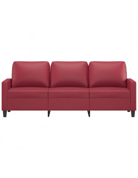 Divano a 3 Posti Rosso Vino 180 cm in Similpelle