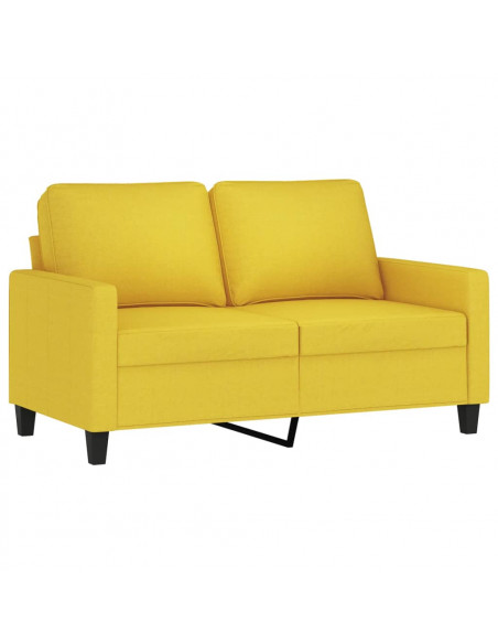 Set di Divani 2 pz con Cuscini Giallo Chiaro in Tessuto