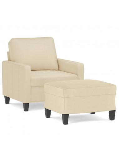 Poltrona con Poggiapiedi Crema 60 cm in Tessuto