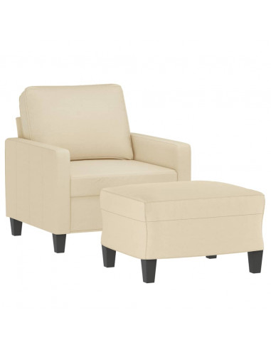 Poltrona con Poggiapiedi Crema 60 cm in Tessuto