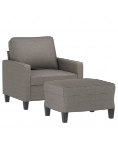 Poltrona con Poggiapiedi Tortora 60 cm in Tessuto 2