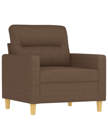 Set di Divani 3 pz con Cuscini Marrone in Tessuto