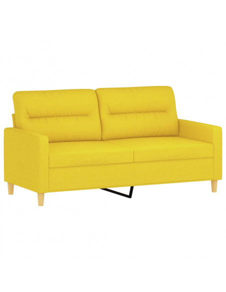 Set di Divani 3 pz con Cuscini Giallo Chiaro in Tessuto