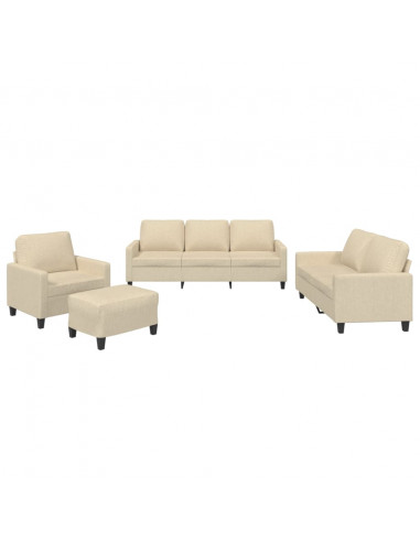 Set di Divani 4 pz con Cuscini Crema in Tessuto