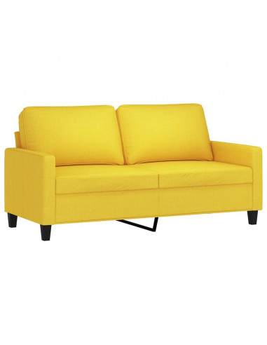 Set di Divani 2 pz con Cuscini Giallo Chiaro in Tessuto