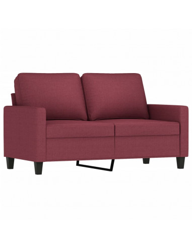 Set di Divani 4 pz con Cuscini Rosso Vino in Tessuto