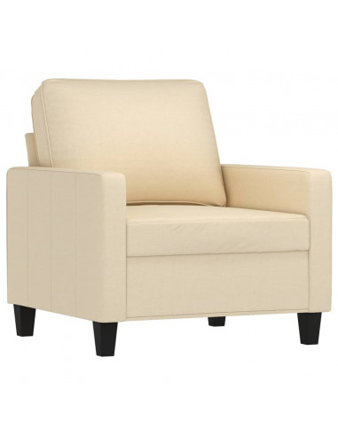 Set di Divani 3 pz con Cuscini Crema in Tessuto