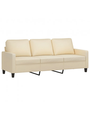 Set di Divani 3 pz con Cuscini Crema in Tessuto