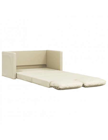 Divano Letto da Terra 2 in 1 Crema 112x174x55 cm Similpelle