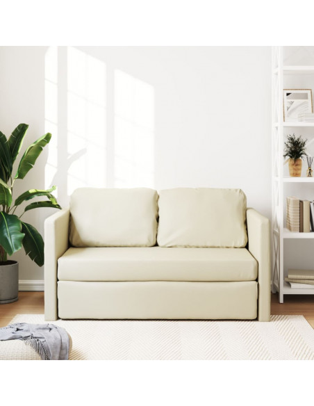 Divano Letto da Terra 2 in 1 Crema 112x174x55 cm Similpelle
