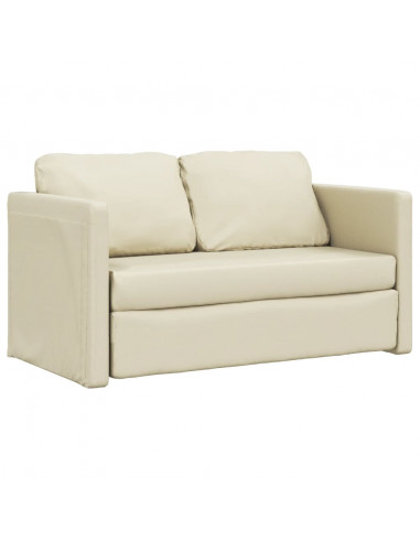 Divano Letto da Terra 2 in 1 Crema 112x174x55 cm Similpelle