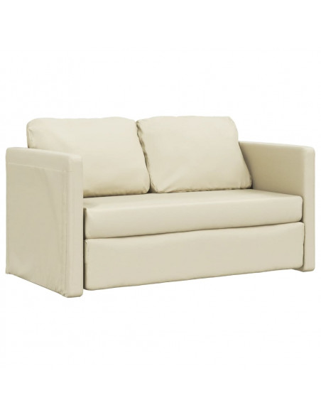 Divano Letto da Terra 2 in 1 Crema 112x174x55 cm Similpelle