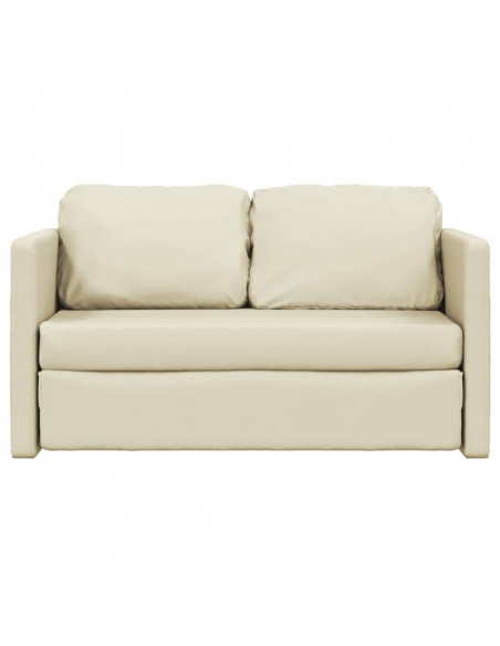 Divano Letto da Terra 2 in 1 Crema 112x174x55 cm Similpelle