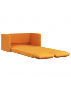 Divano Letto da Terra 2 in 1 Giallo Scuro 112x174x55 cm Tessuto 2