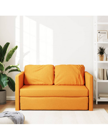 Divano Letto da Terra 2 in 1 Giallo Scuro 112x174x55 cm Tessuto