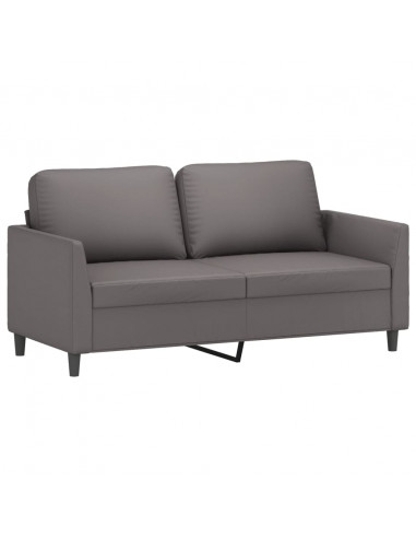 Set di Divani 3 pz con Cuscini Grigio in Similpelle