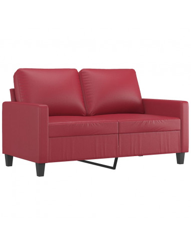 Set di Divani 2 pz con Cuscini Rosso Vino in Similpelle
