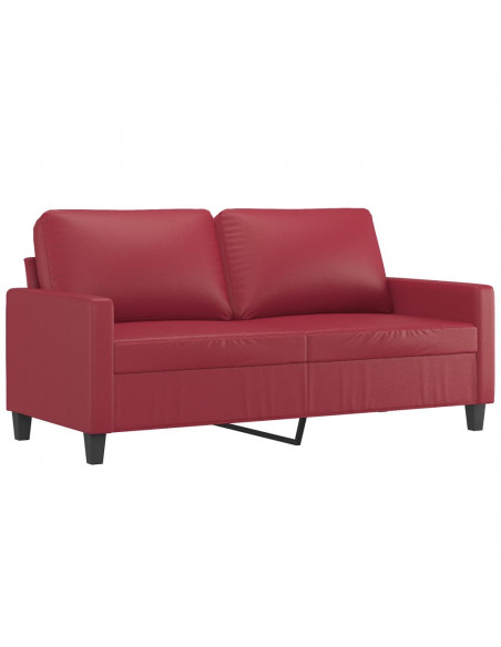 Set di Divani 2 pz con Cuscini Rosso Vino in Similpelle