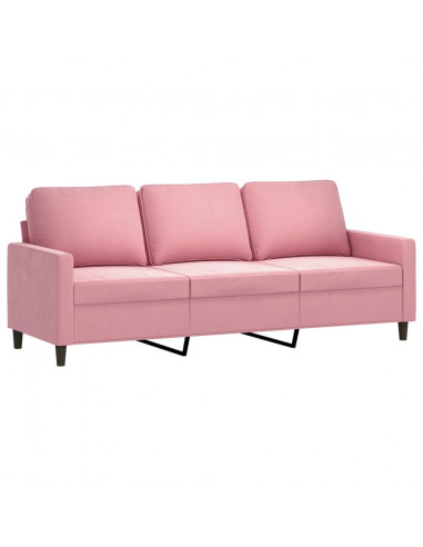 Divano a 3 Posti con Poggiapiedi rosa 180 cm in Velluto