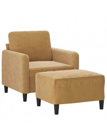 Poltrona con Poggiapiedi Marrone 60 cm in Velluto