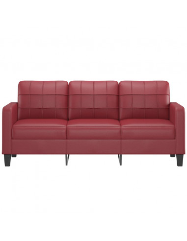Divano a 3 Posti Rosso Vino 180 cm in Similpelle