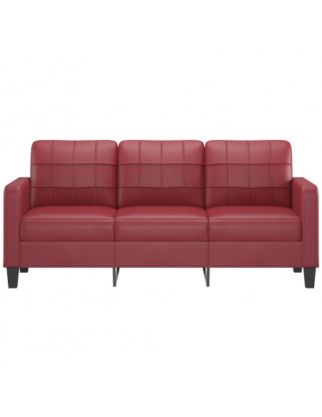 Divano a 3 Posti Rosso Vino 180 cm in Similpelle