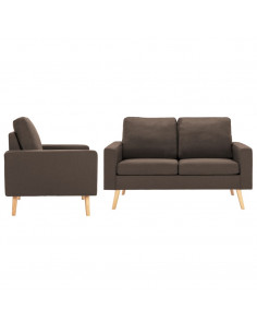 Set Divani 2 pz in Tessuto Marrone 2