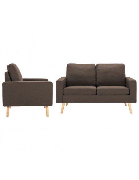 Set Divani 2 pz in Tessuto Marrone