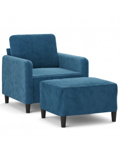 Poltrona con Poggiapiedi Blu 60 cm in Velluto 2