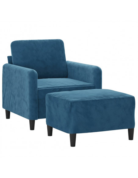 Poltrona con Poggiapiedi Blu 60 cm in Velluto
